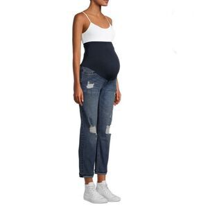 NWT Time and Tru XXL (20) Maternity Boyfriend Blue Jeans with Full Panel